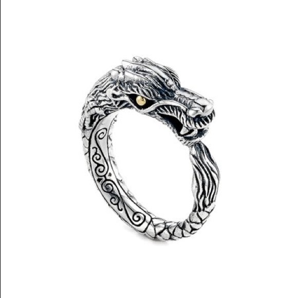 Samuel B. Jewelry - Samuel B sterling silver & 18K gold dragon ring, 7